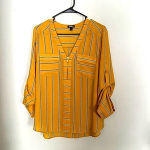 Express dress shirt - Size L - Color Yellow with Black/White stripes